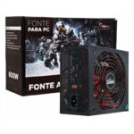 Fonte 600w real atx gamer pc leds Internos bivolt silencioso